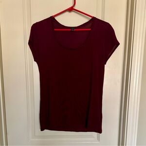 Ann Taylor Deep Burgundy Short Sleeve Tee